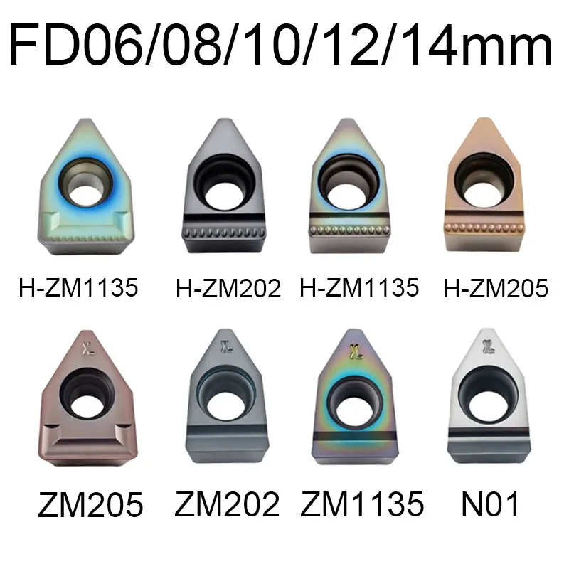 10PCS Grooving Insert FD08-R0.6 FD10-R0.6 FD12-R1.0 FD14-R1.0 Carbide Slotting Insert Wide Slot Insert Large Cutting Depth Tool