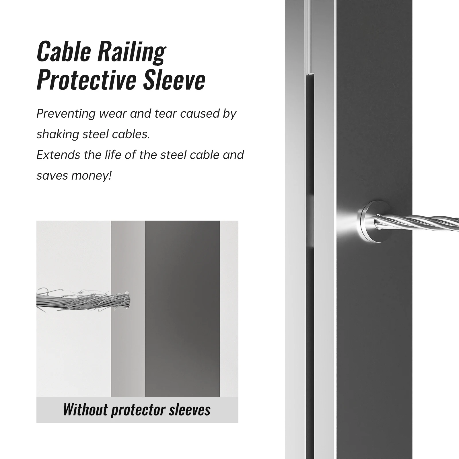 Stainless Steel Horizontal Wheel Protector Cable Kit, Horizontal Wheel Cable Railing Protective Sleeve
