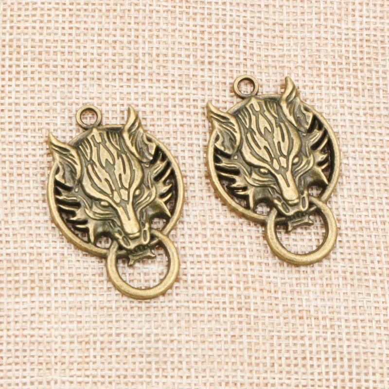 3pcs 40x26mm Antique Bronze Plated Lion Head Handmade Charms Pendant:DIY for bracelet necklace