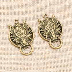 3pcs 40x26mm Antique Bronze Plated Lion Head Handmade Charms Pendant:DIY for bracelet necklace