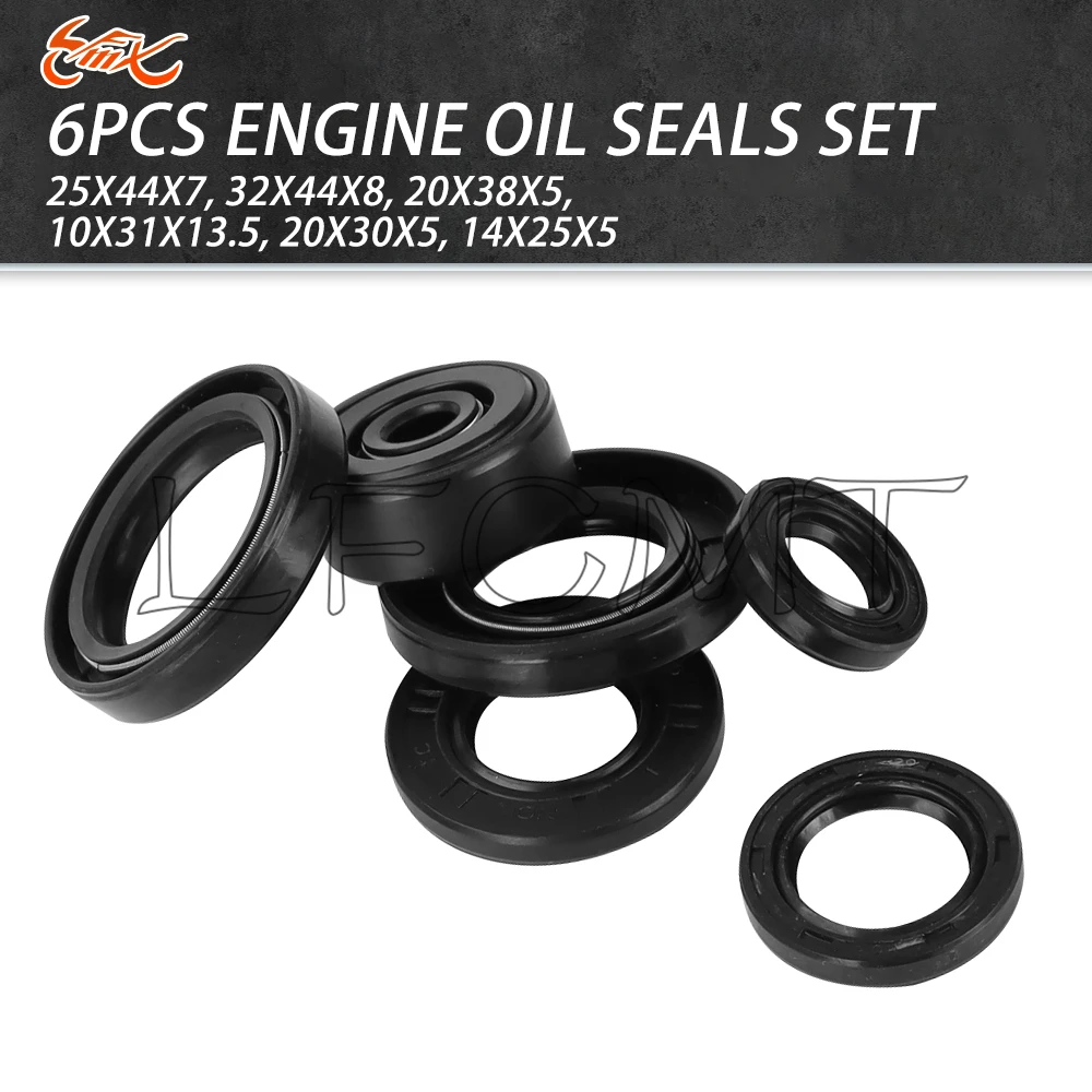 25x44x7 32x44x8 20x38x5 10x31x13.5 20x30x5 14x25x5 Rubber Motorcycle Engine Oil Seal Kit For Yamaha DT200R 88-91 95-96 DT200WR
