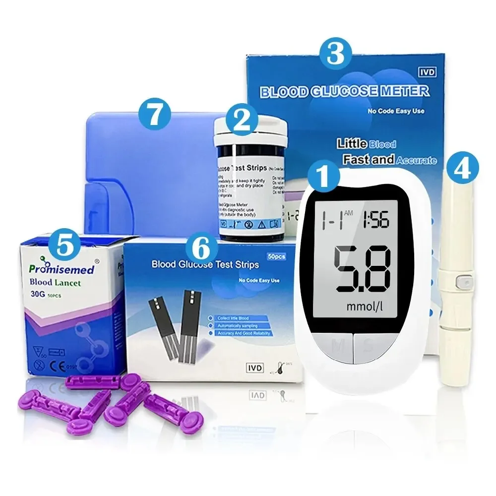 New Blood Glucose Meter Medical Glucose Test Strips Lancets Devices Glucometer Kit Diabetic Diabetes Digital official-website