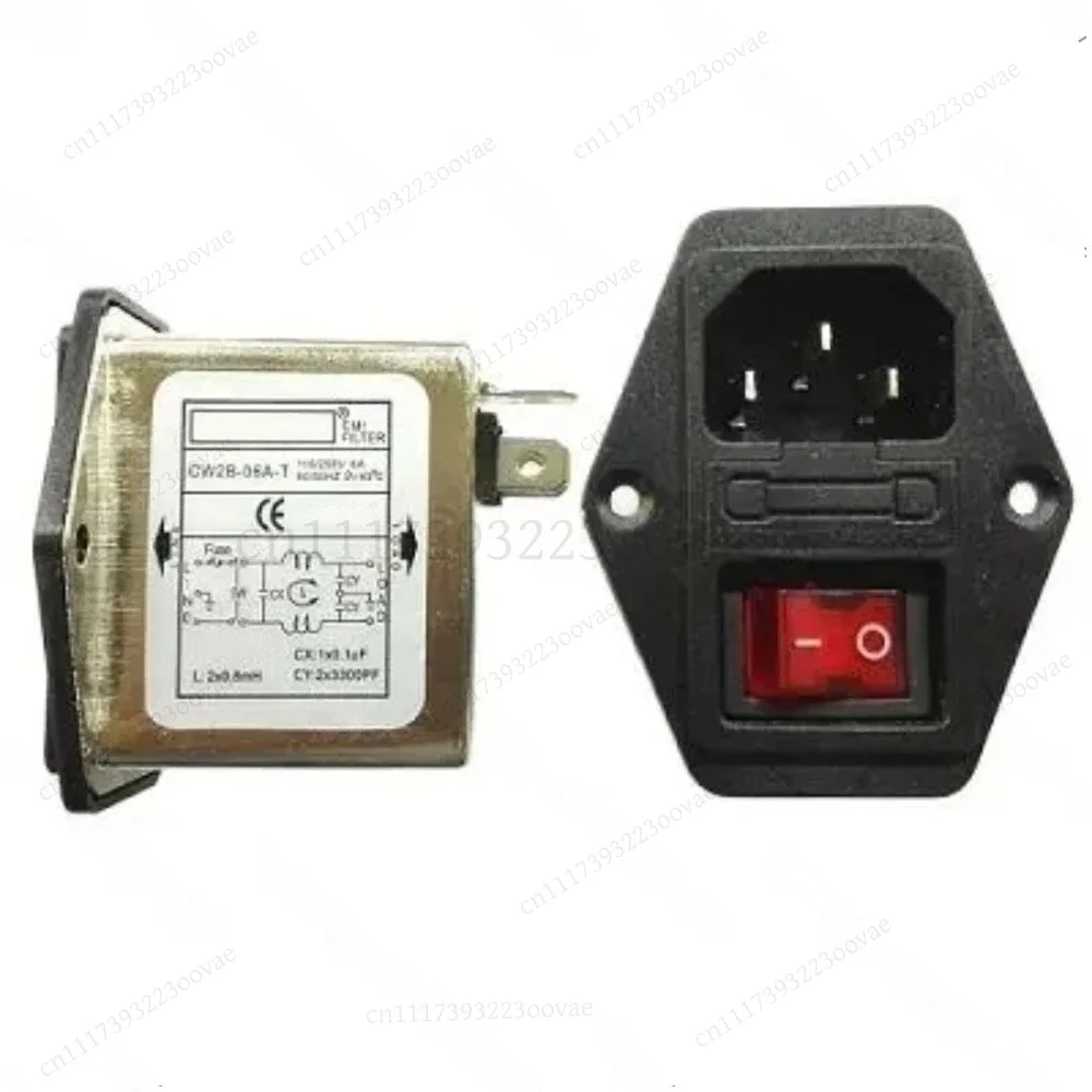 Df CW2B-06A-T 6A 250V 115V AC Power EMI Filter w/ Fuse & Rocker Switch Electrical Parts