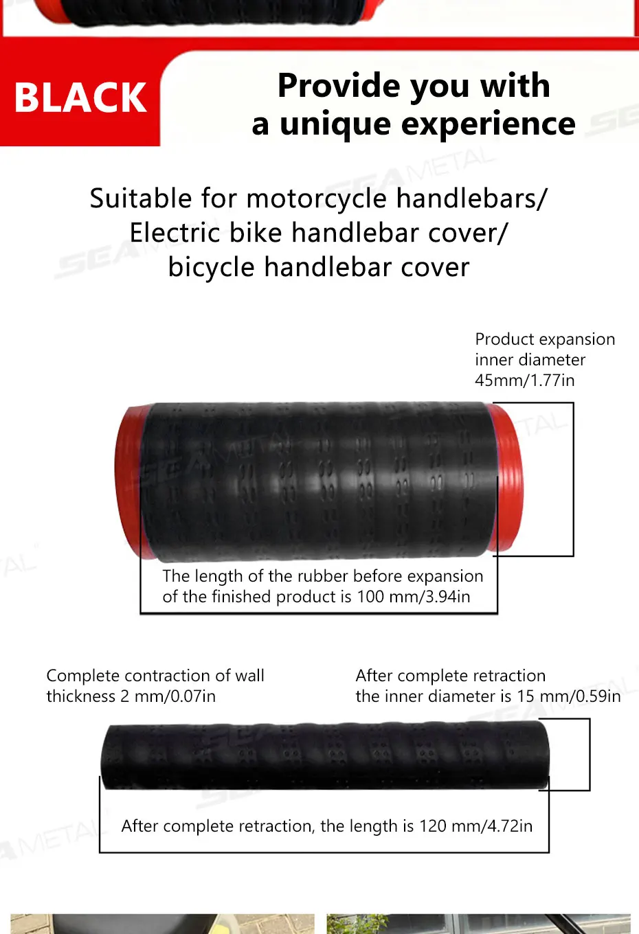 SEAMETAL Motorrad-Lenkerabdeckung, Bremsabdeckungen, selbstschrumpfend, rutschfest, Silikon, für Motorräder, Griffabdeckungen, Schutzhülle – Detail 9