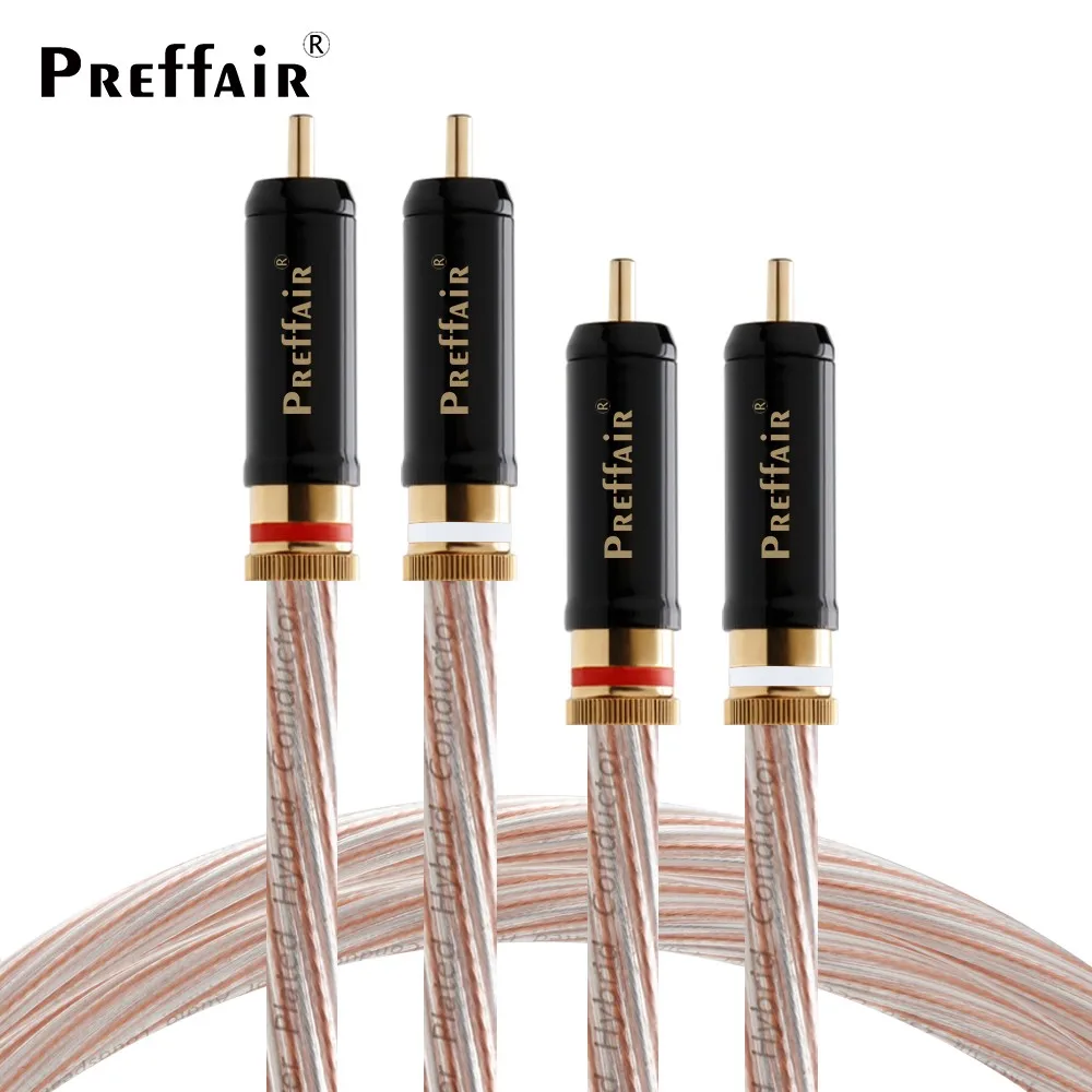 HiFi RCA Cable 7NOCC+OCC Silver-Plated Multiple Oxyacid Pure Copper Interconnect Cable Signal Cord with 24K gold-plated RCA