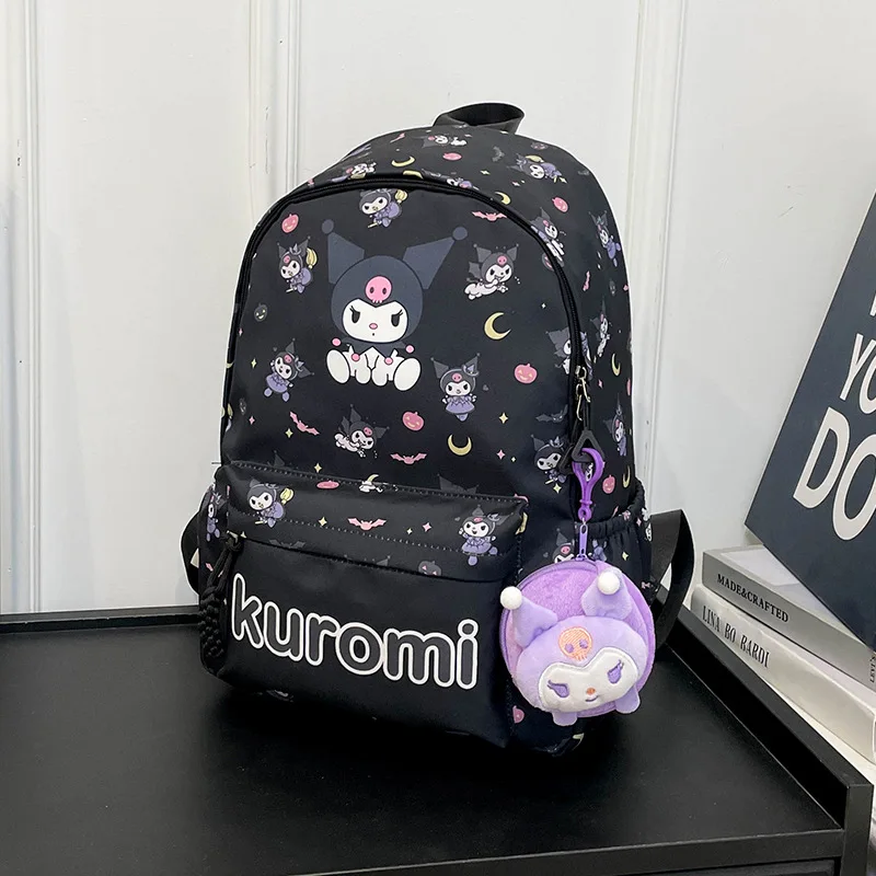 Cartoon Kuromi Girls Backpack Multi-Pocket Nylon Student hello kitty School Bag Kawaii Large capacity Rucksack Travel Mochila