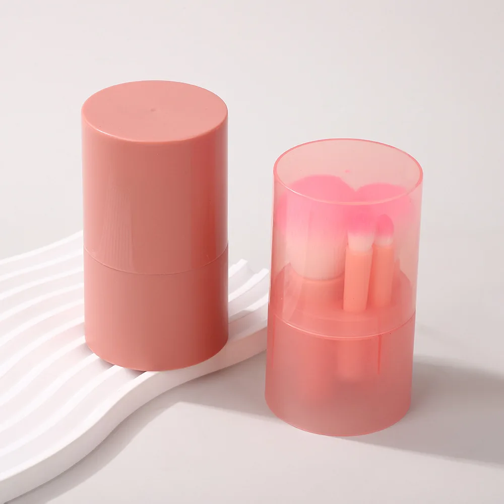 Juego de brochas de maquillaje profesional de 5 piezas con mango de antorcha y cubo de almacenamiento |   Cerdas de nailon veganas para mezclar bases, contorno,
