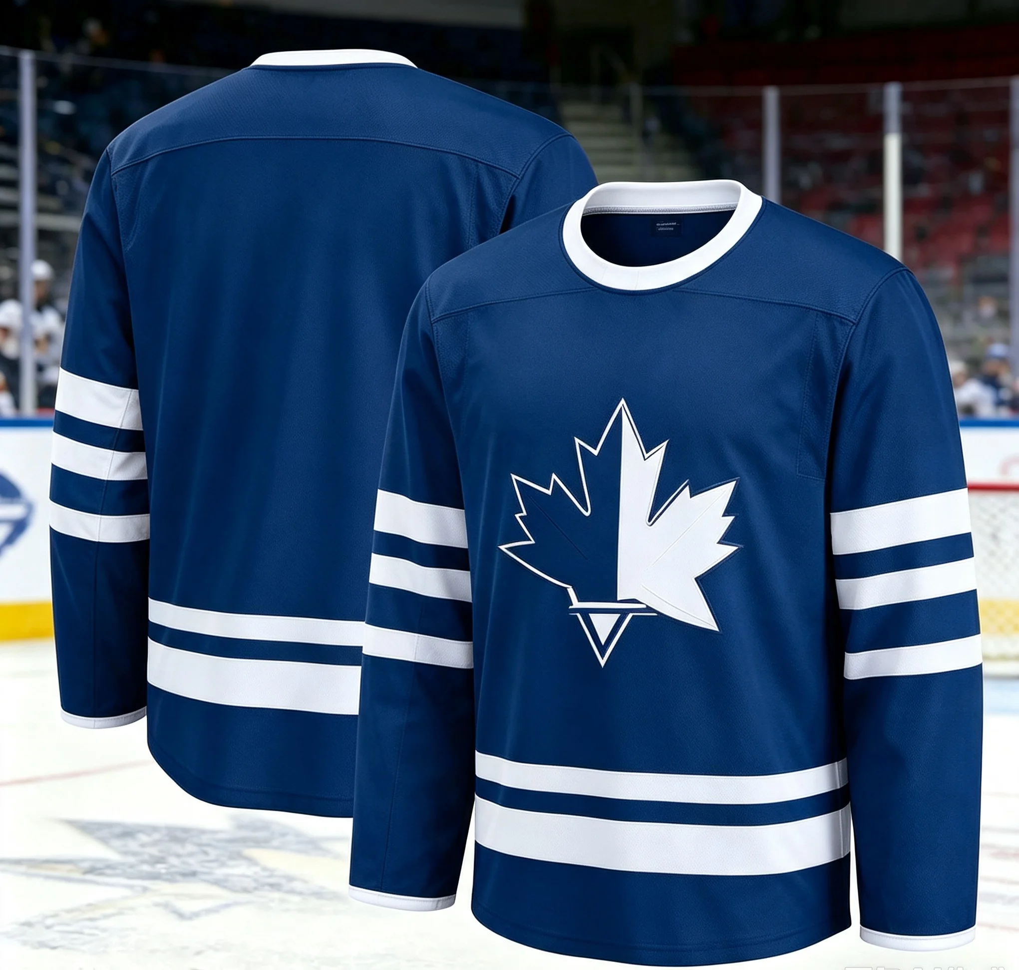 Canada Maple Leaf Print Ice Hockey Jersey Unisex Long‑Sleeve Casual Sports Fan Top  Breathable Quick‑Dry Polyester Shirt
