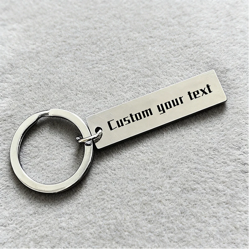 Custom Engraved Stainless Steel Rectangular Keychain Personalized Anti scratch Anti Lost Accessories Double Sided Minimalist