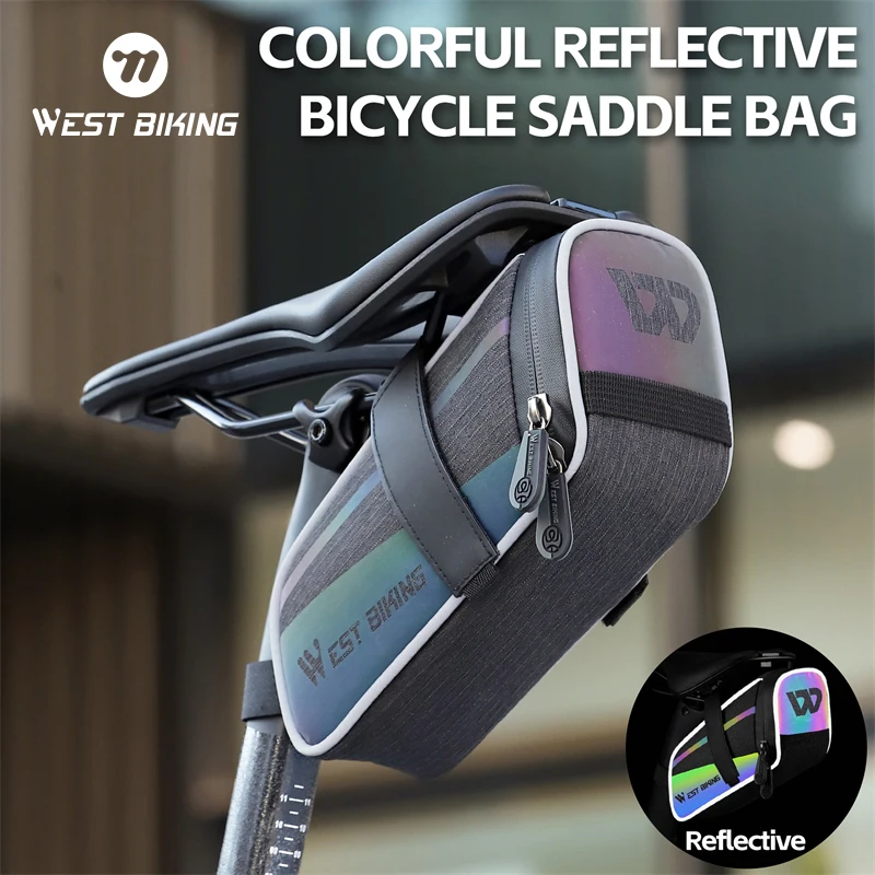 

WEST BIKING 1.8L Bicycle Saddle Bag Storage MTB Road Bike Seat Reflective Tail Rear Pouch Bag Kit Tool Cycling Accessories