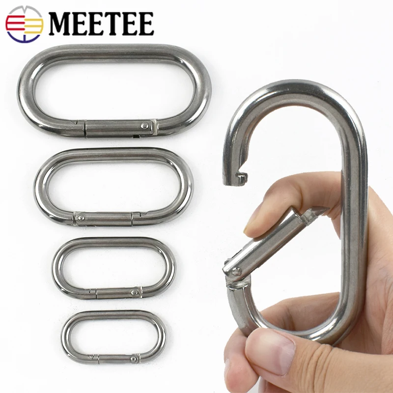 1-5Pcs 5-10cm Stainless Steel Buckles Oval Snap Ring for Keychain Spring Hook Bag Carabiners Clips