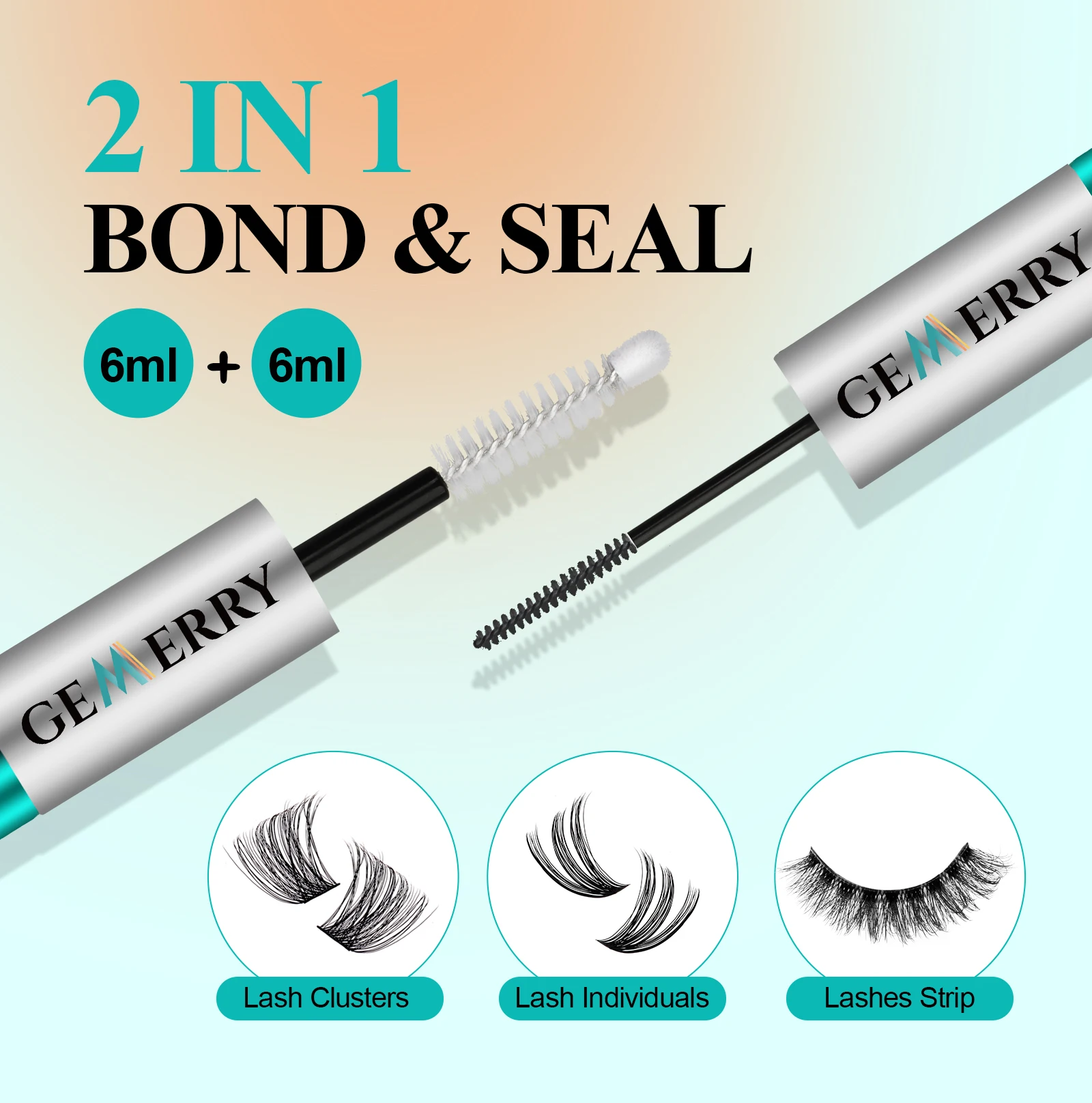 GEMERRY Lash Kit 1/4PCS Lash Bond and Seal with Lash Glue Remover and Lash Tweezers Waterproof Lash Clusters Tools for Beginners