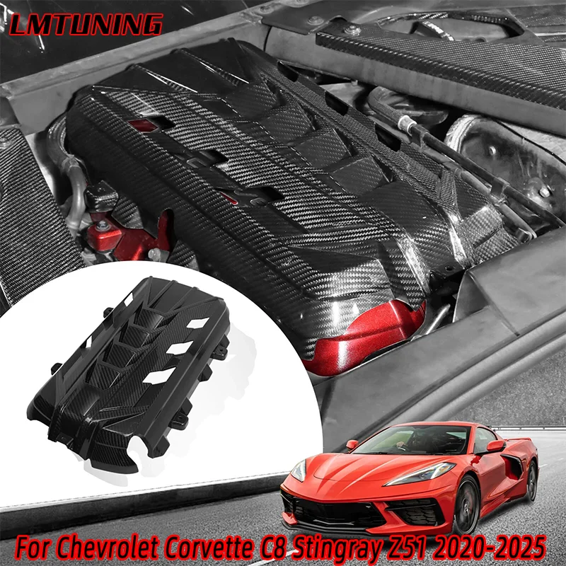 

DRY Carbon Fiber Engine hood panel Trim Cover For Chevrolet Corvette C8 Stingray Z51 Coupe Convertible 2020-2025 Accessories
