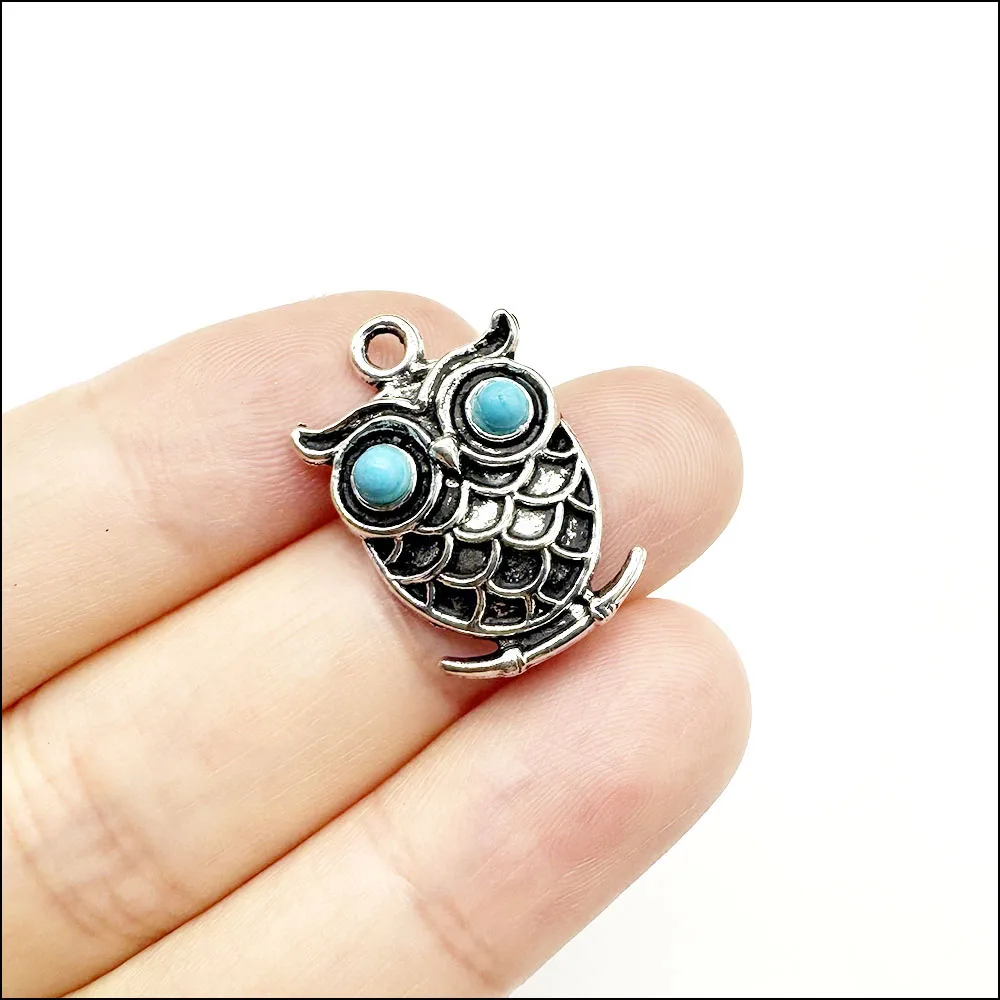 Animal Heart Cross Pendants Antique Silver Color Turquoise Charms For Bracelets Charms Making Jewelry view 5