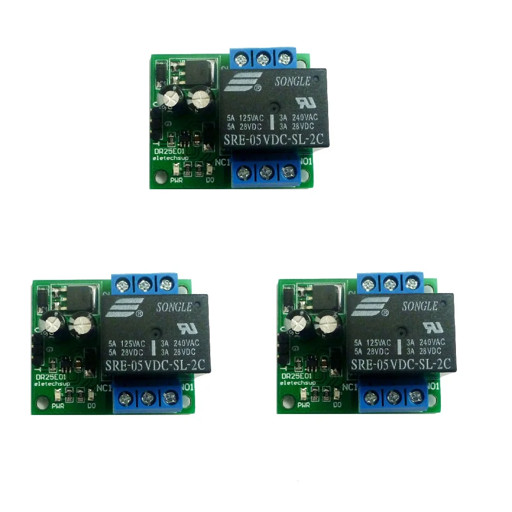 

3pcs DR25E01 DC 5-24V 3A Self-locking bistable DPDT Relay controller Board Double Switch Module