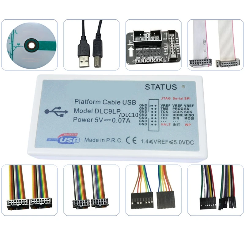 DLC9LP Mini Platform Cable USB Support All Xilinx Device with Jtag Adapter & Connection Cables for CPLD FPGA Programmer