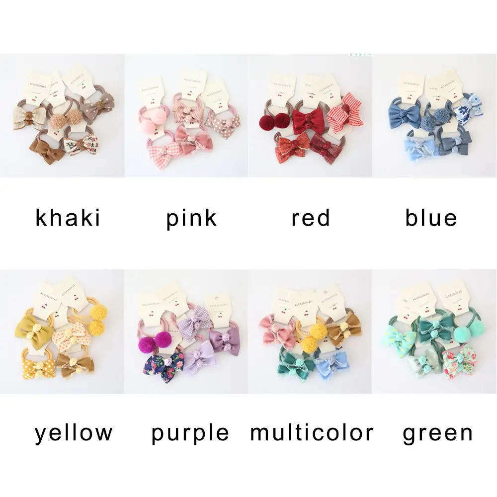 10pcs Luxury Kids Girls Accessories Gum Flower Headdress Hair Ties Bows Hair Rope Elastic Rubber Band