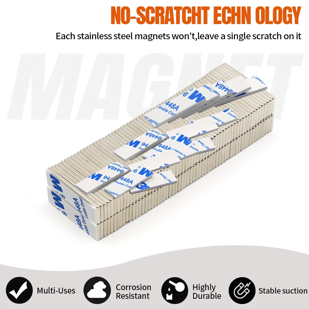 30x10x2mm Super Powerful Blcok Neodymium Magnet With double-sided adhesive Magnet N35 Strong Permanent Magnetic refrigerator