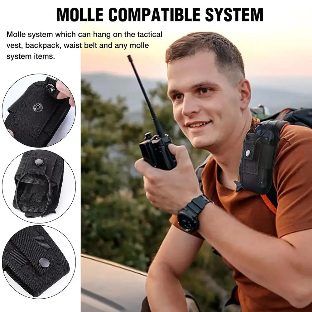 Outdoor taktyczne walkie-talkie futerał ochronny na pas MOLLE uchwyt na torbę przenośny domofon torba do noszenia na polowanie wspinaczka