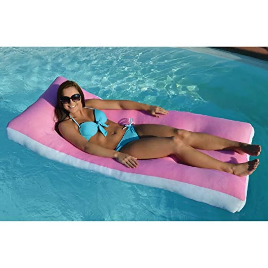 Aqua Cloud Pink Swimming Pool Floating Mattress for outdoor relaxation, made of durable PVC, vibrant pink color, extra-thick in
