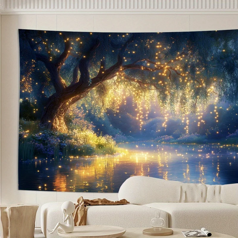 Forest Luminous Wall Tapestry Living Room Bedroom Party Decoration Polyester Fiber Wall Hanging Home Decoration