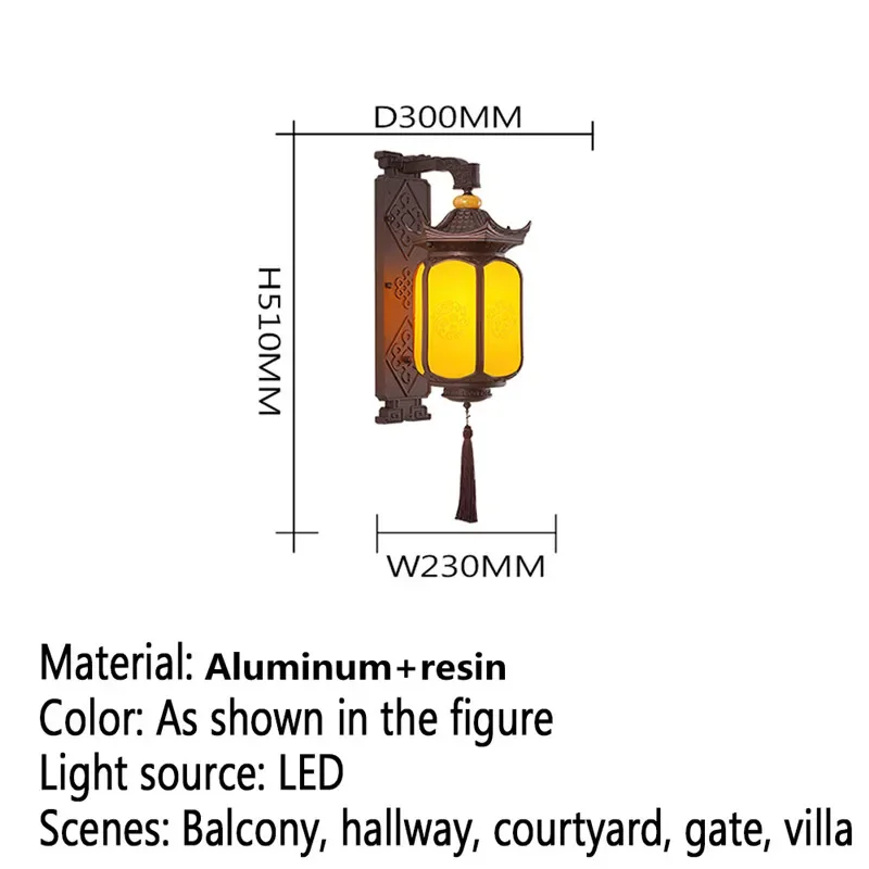 BRIGHT-Estilo Chinês LED Lâmpadas de Parede Externa, Impermeável, Retro, Elétrica, Varanda, Corredor, Pátio, Villa, Portão, Hotel