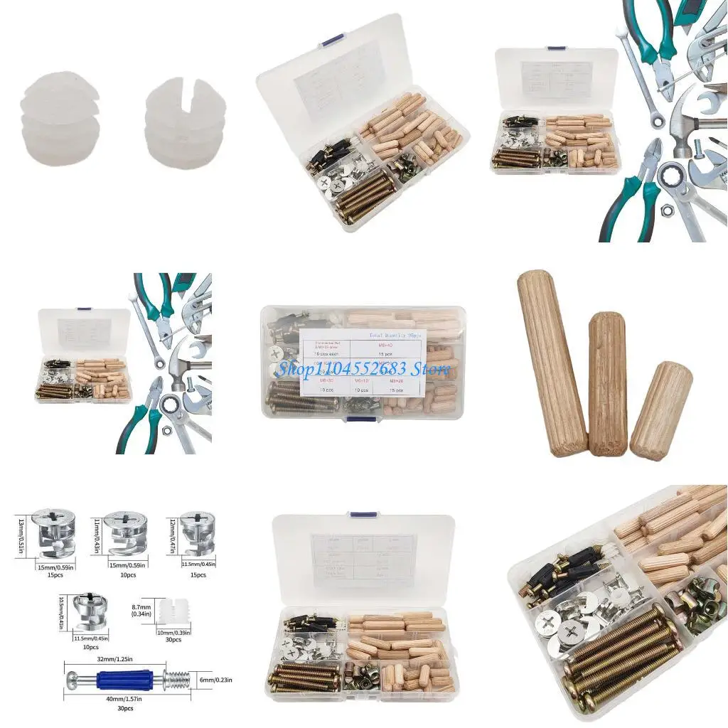 

Y6GD 95pcs Versatile Furniture Fastener Set Reliable Woodworking Connection Assortment 3 in 1 Furniture Hardware Durable