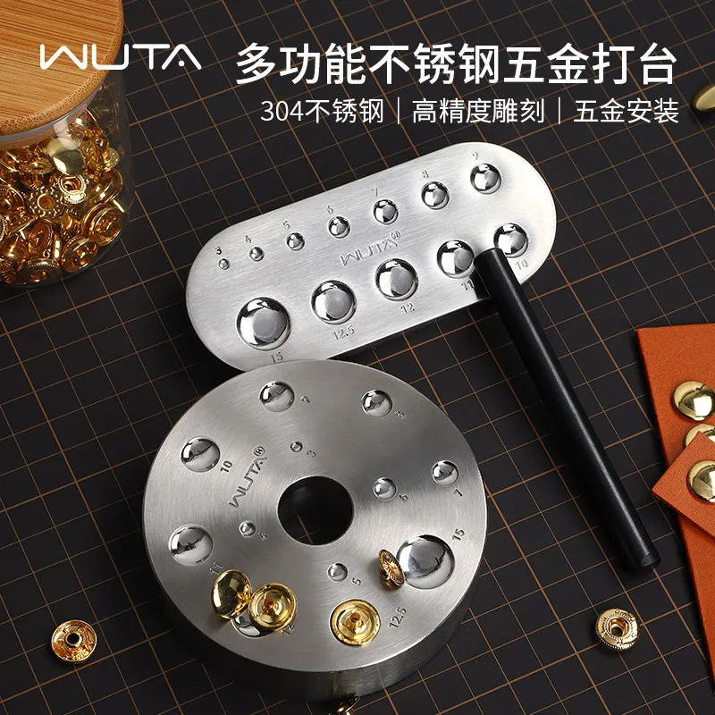 Stainless Steel Hardware Table, Round Handmade Leather Goods, Bumping Nails, Mushroom Rivets, Four-in-one Buckles