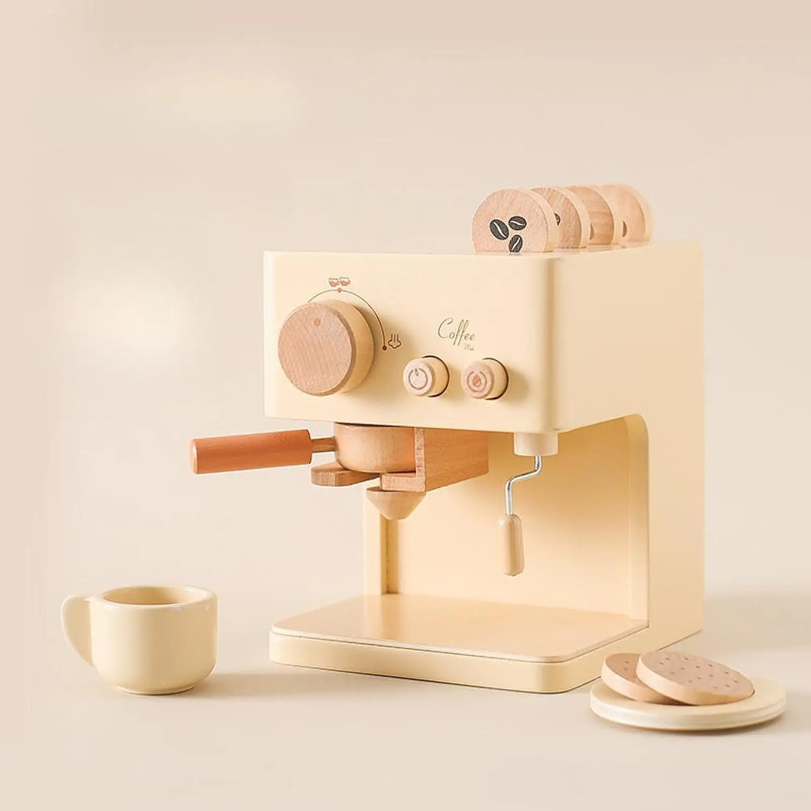 Wooden Coffee Maker Play Kitchen Accessories for Girls Boys Kitchen Gift