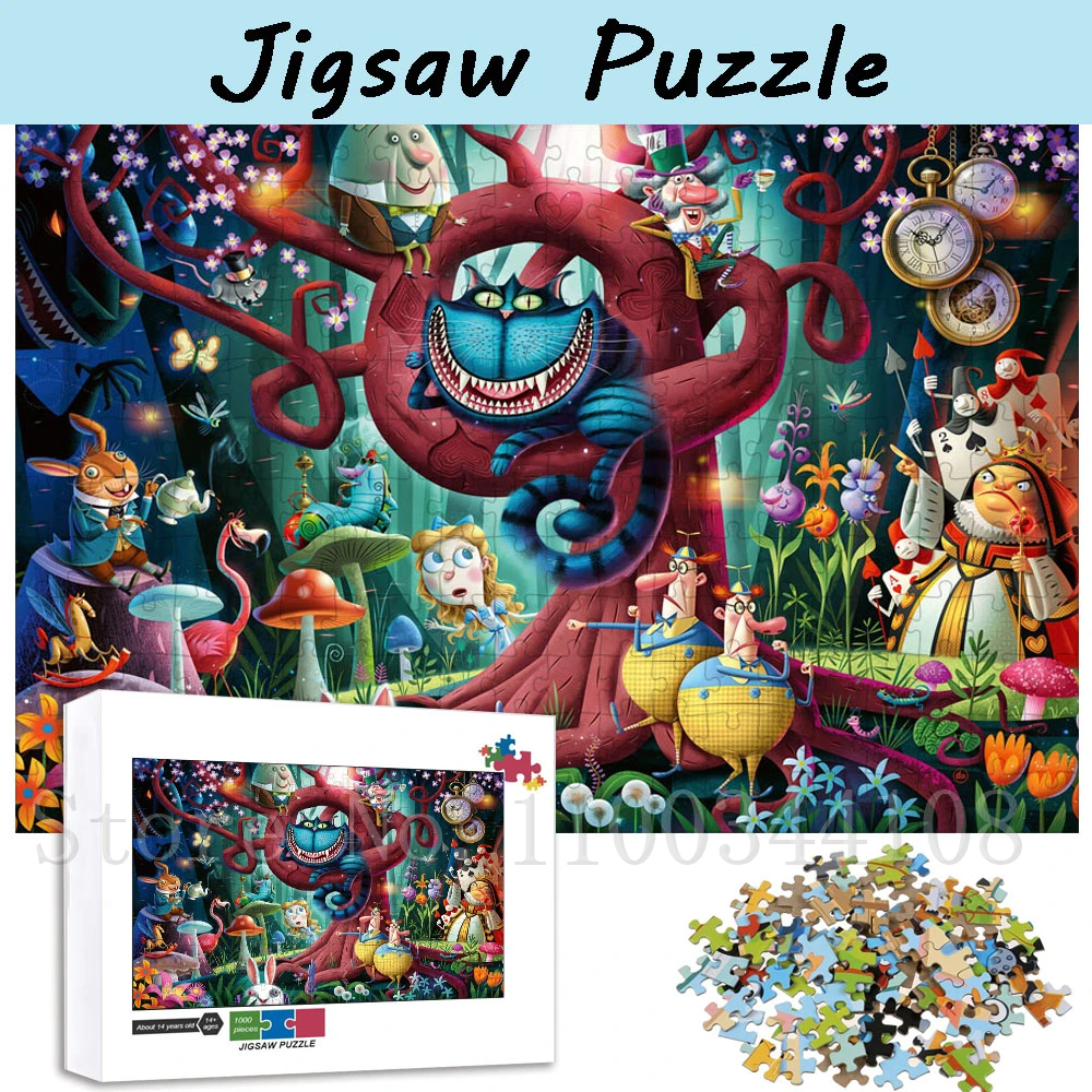 Disney Cheshire Cat puzzle dla dzieci 1000 sztuk alicja w krainie czarów puzzle dla dzieci zabawki interaktywne dla rodziców i dzieci