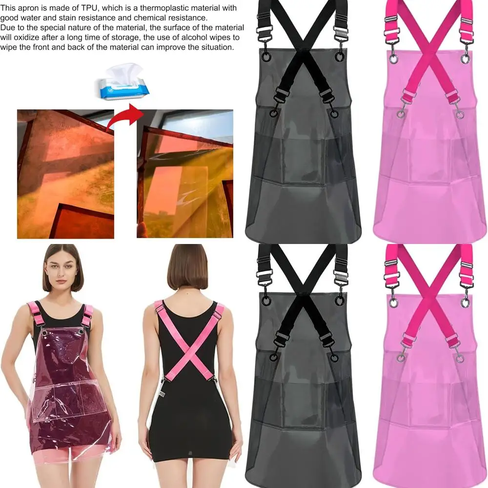 

2 Pack Clear Vinyl Salon Aprons with Wide Straps for Hair Stylists to Stay Clean