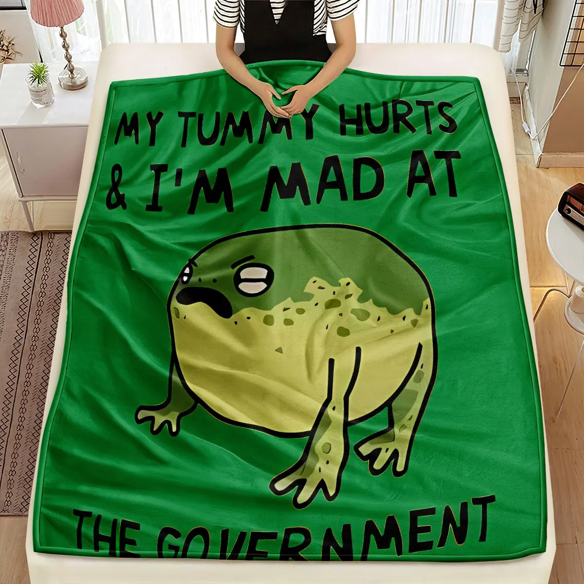 

Government Frog Digital Print Soft Flannel Blanket - Versatile, Warm, and Cozy for All Seasons, Ideal for Sofa, Office, Bed, Cam