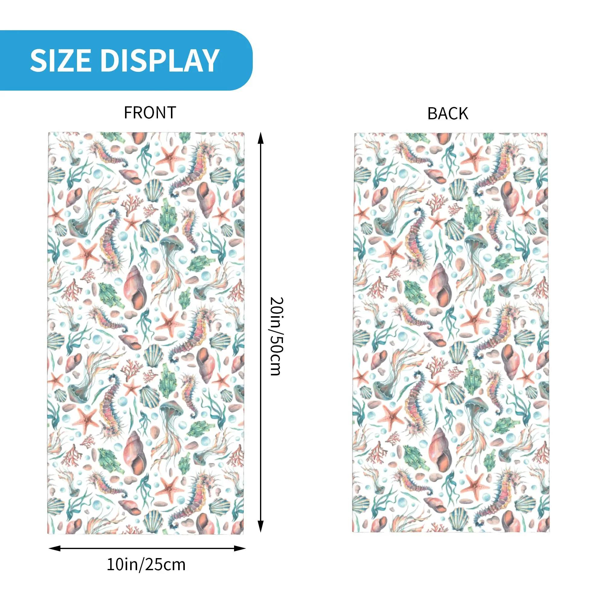 Ocean Watercolor Beach  Bandana Neck Cover Printed Magic Scarf Cycling Scarf Cycling Unisex Adult Windproof