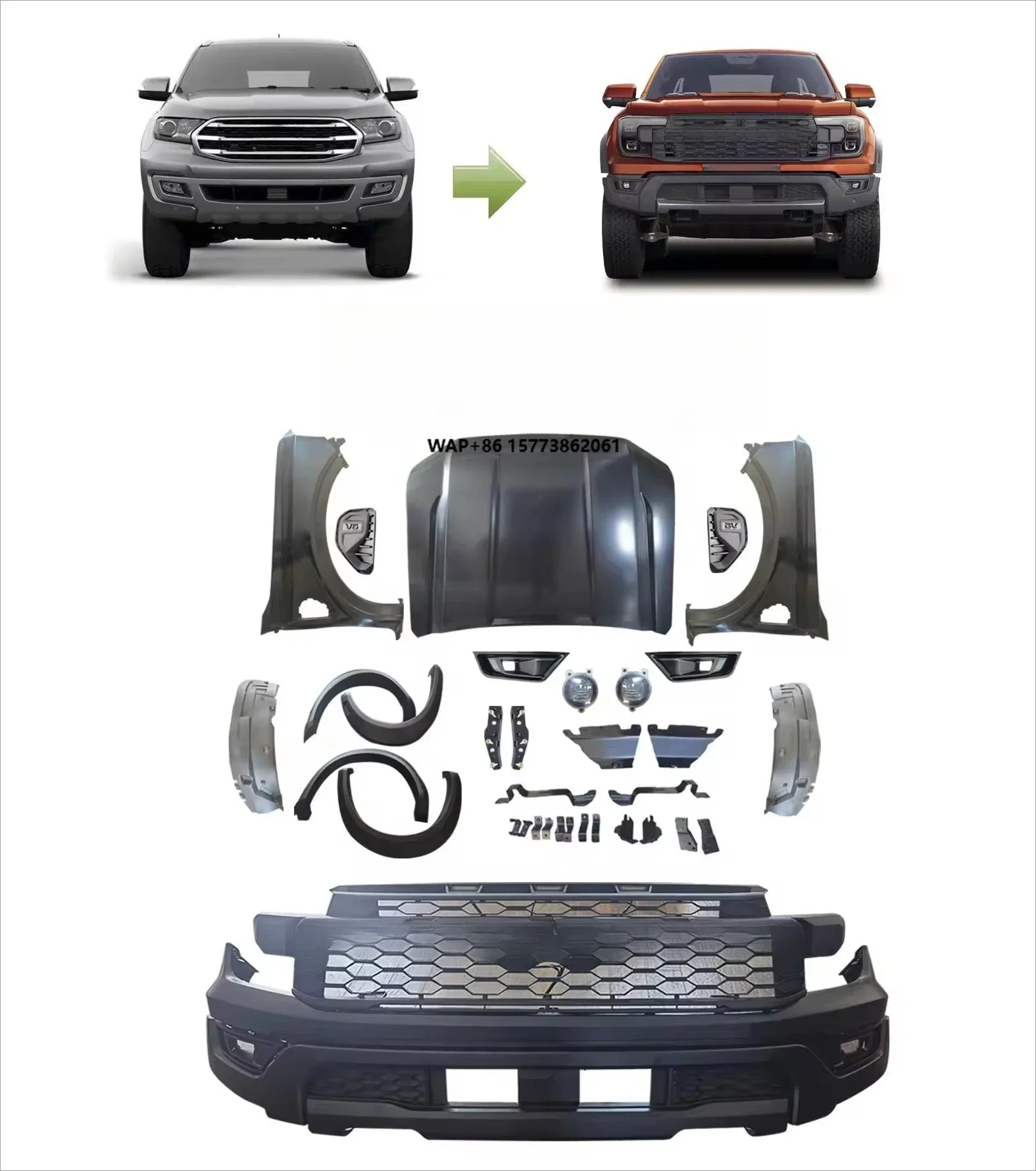 

Новый комплект для переоборудования кузова автомобиля: бамперы и обвесы для Everest 2016-2021, обновление до обвесов Raptor