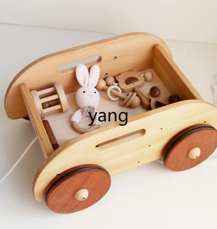 L'm'm Baby Kleinkind Kinderwagen Massivholz Hand Push Walking Holzauto