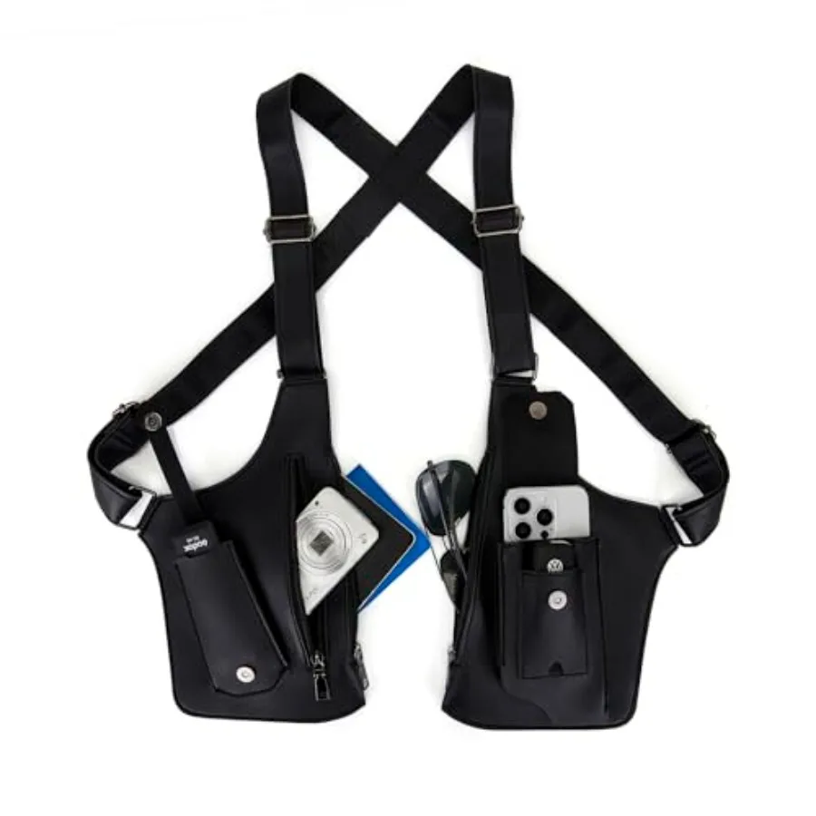 

Double Shoulder Armpit Bag for Men Chest rig Underarm Anti-Theft Adjustable Pocket with Double Shoulder Straps Phone Wallet 202