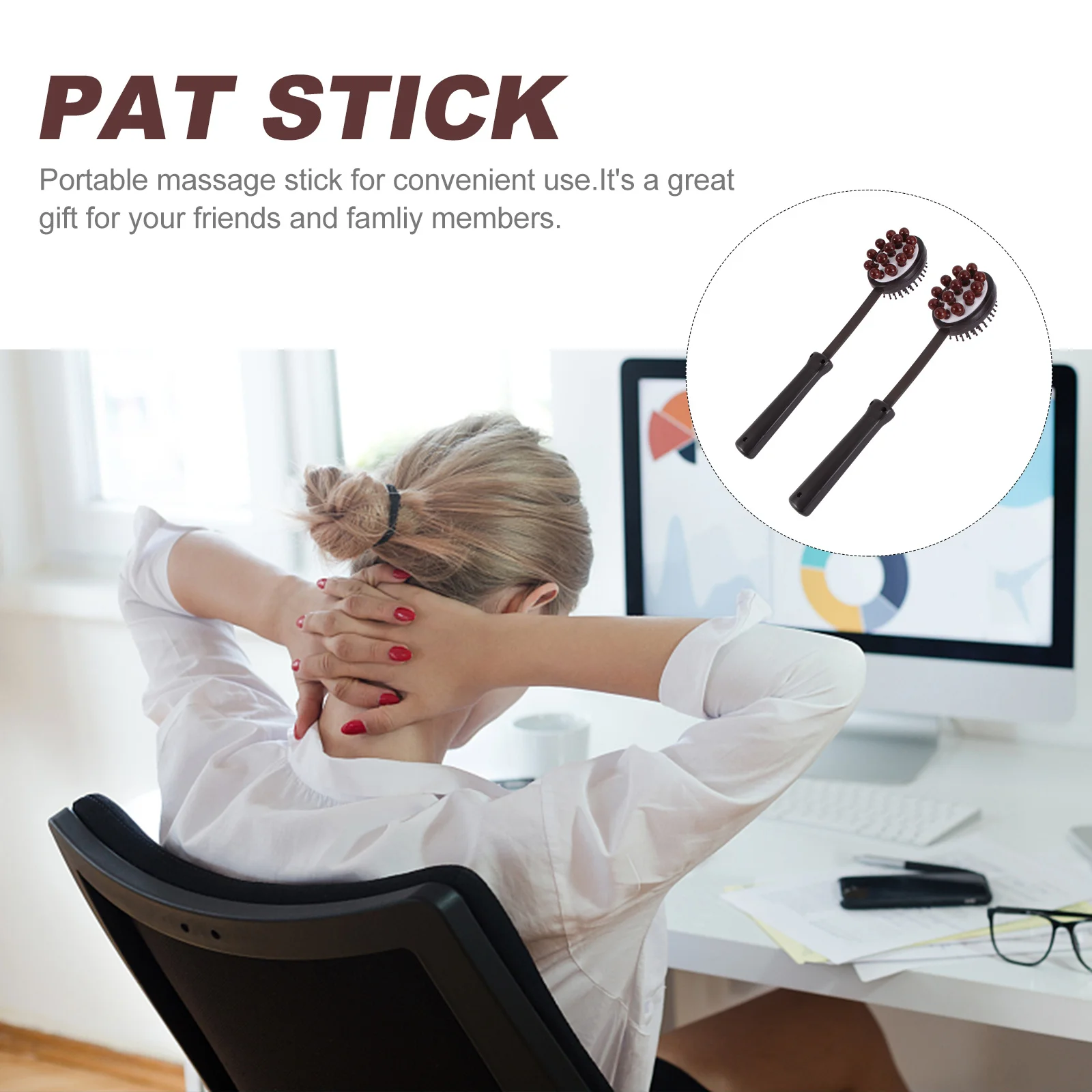 

2pcs Hammer Durable Wooden Plastic Portable Stick Legs Brush Design Blood Circulation Relief Gift For Family Friends Tools Back