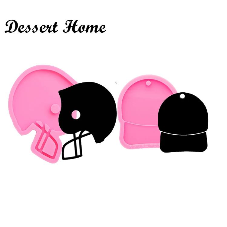 DY0091 DIY Baseball helmet epoxy resin molds Sports safety hat silicone mold for keychains Jewelry Making Accessories Tools