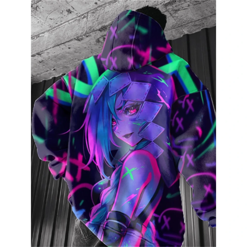 Hot Anime Arcane League Jinx Hoodies Sweatshirt 3D Printed Men Women Tracksuit Pullover Men Hoodie Coat Oversized Men's Clothing