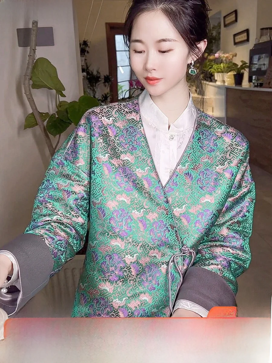 

Новый китайский женский ор Jaet, национальный тренд, весенне-осенний топ, свободный крой, длинный свеч V-Ne