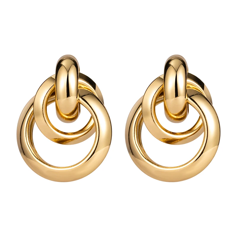 ORZTOON 2024 New Gold Plating Knot Hoop Earrings For Women Vintage Geometry Metal Earrings Trendy Fashion Female Jewelry