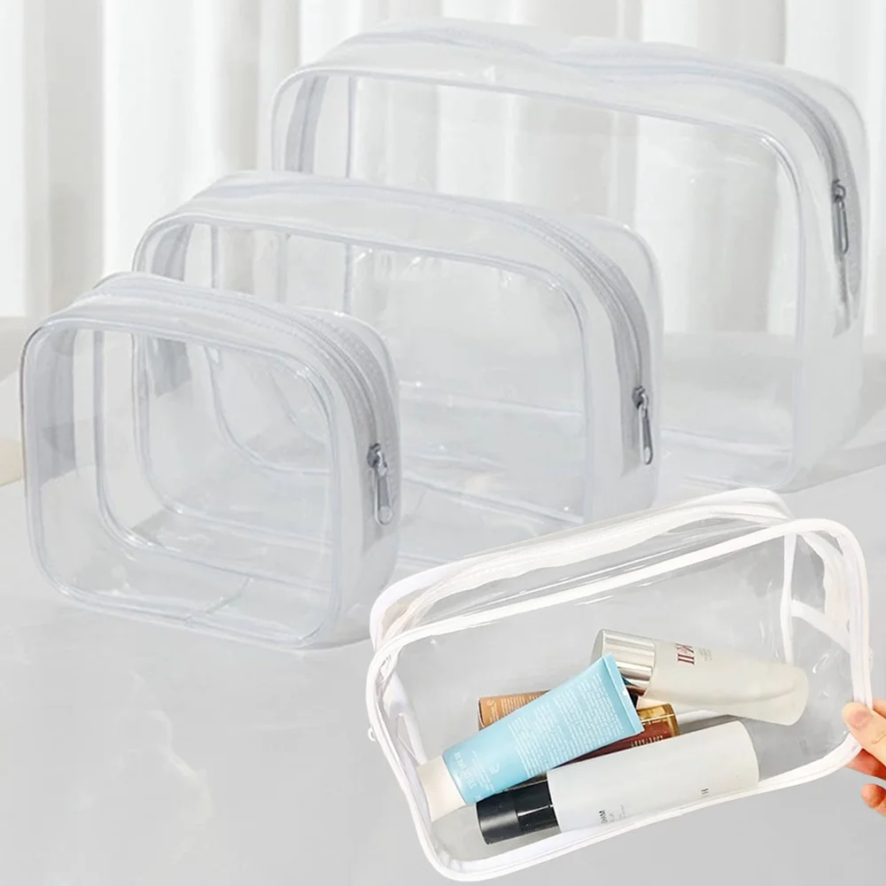 PVC Transparent Waterproof Makeup Bag Small Large Clear Cosmetic Bags Portable Travel Toiletry Wash Organizer Case Storage Pouch