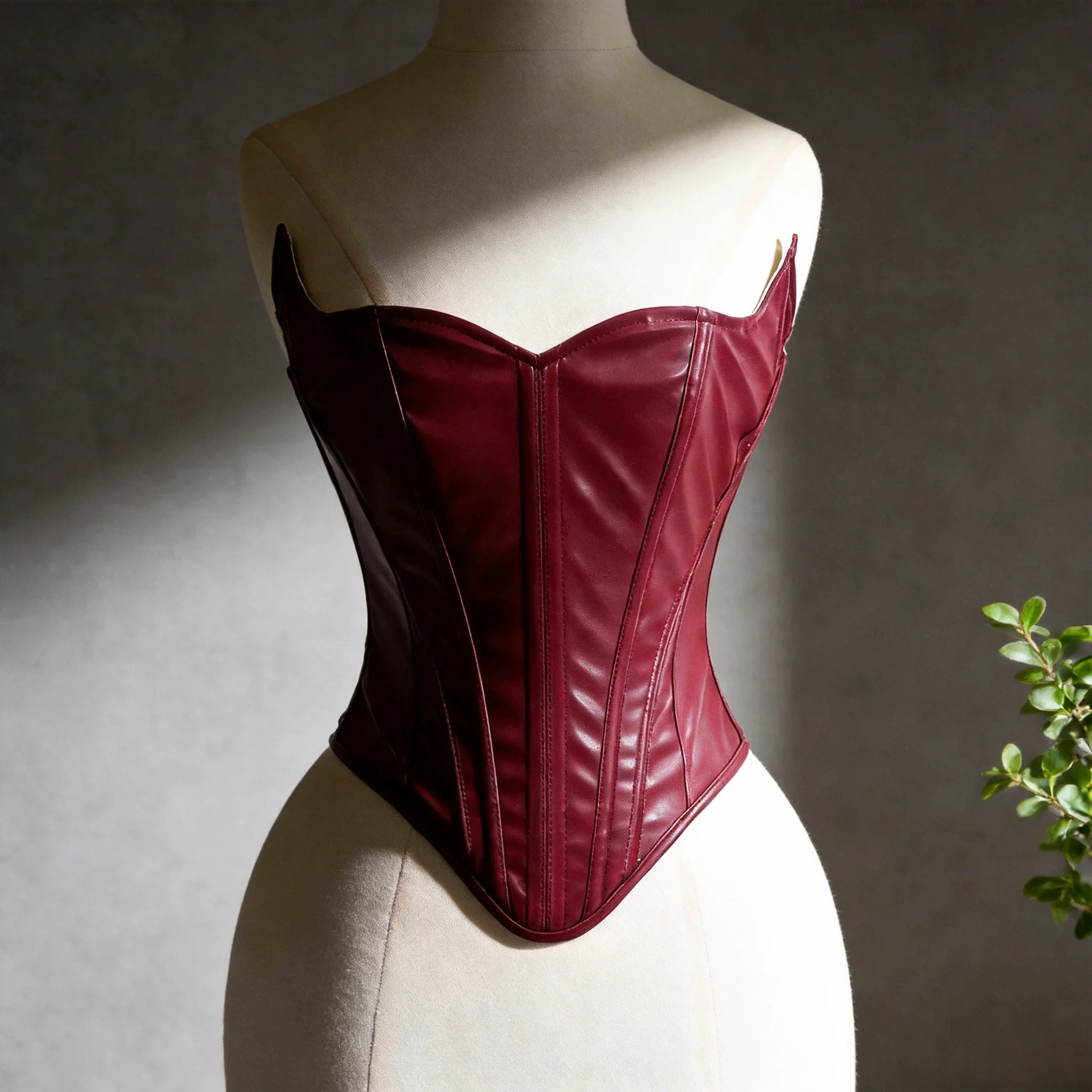 Women Fancy Overbust Corset Bustier Lace Up Boned Shaping Tops Double Layer Bodice PU Leather Waist Trainer Stage Costume