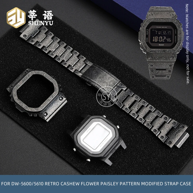 

For Casio G-SHOCK Small Square DW5600/5610 GW-B5600 Retro Style Cashew Flower Paisley Modified Strap Case Watch Accessories
