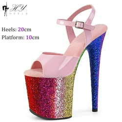 20CM/8inches Exotic Stripper Sexy High Heels Sandals Glitter Platform Fashion Trend Pole Dance Shoes