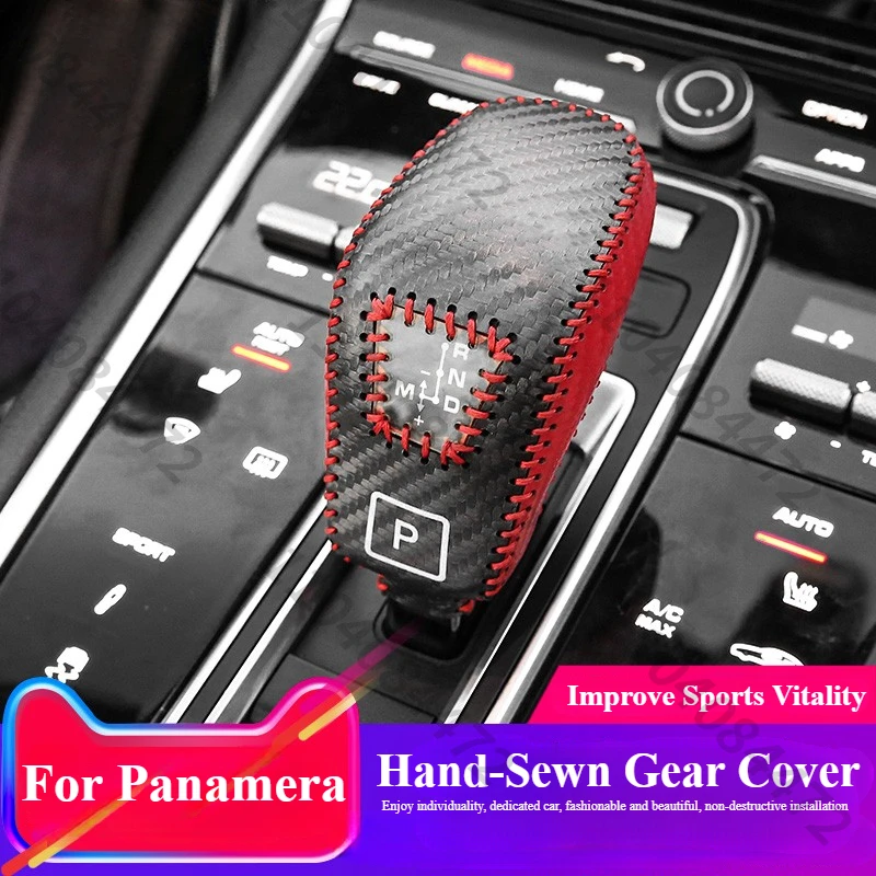 Car Leather Gear Shift Knob Console Cover For Porsche Panamera 971  2017 2018 Interior  Accessories