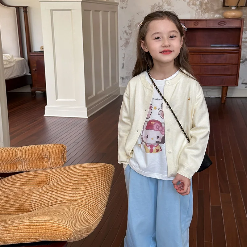 

Children's Clothing Outwear Shirts Korean-style Fashionable Loose Simple Knitted Breathable and Comfortable Autumn Girls Coats