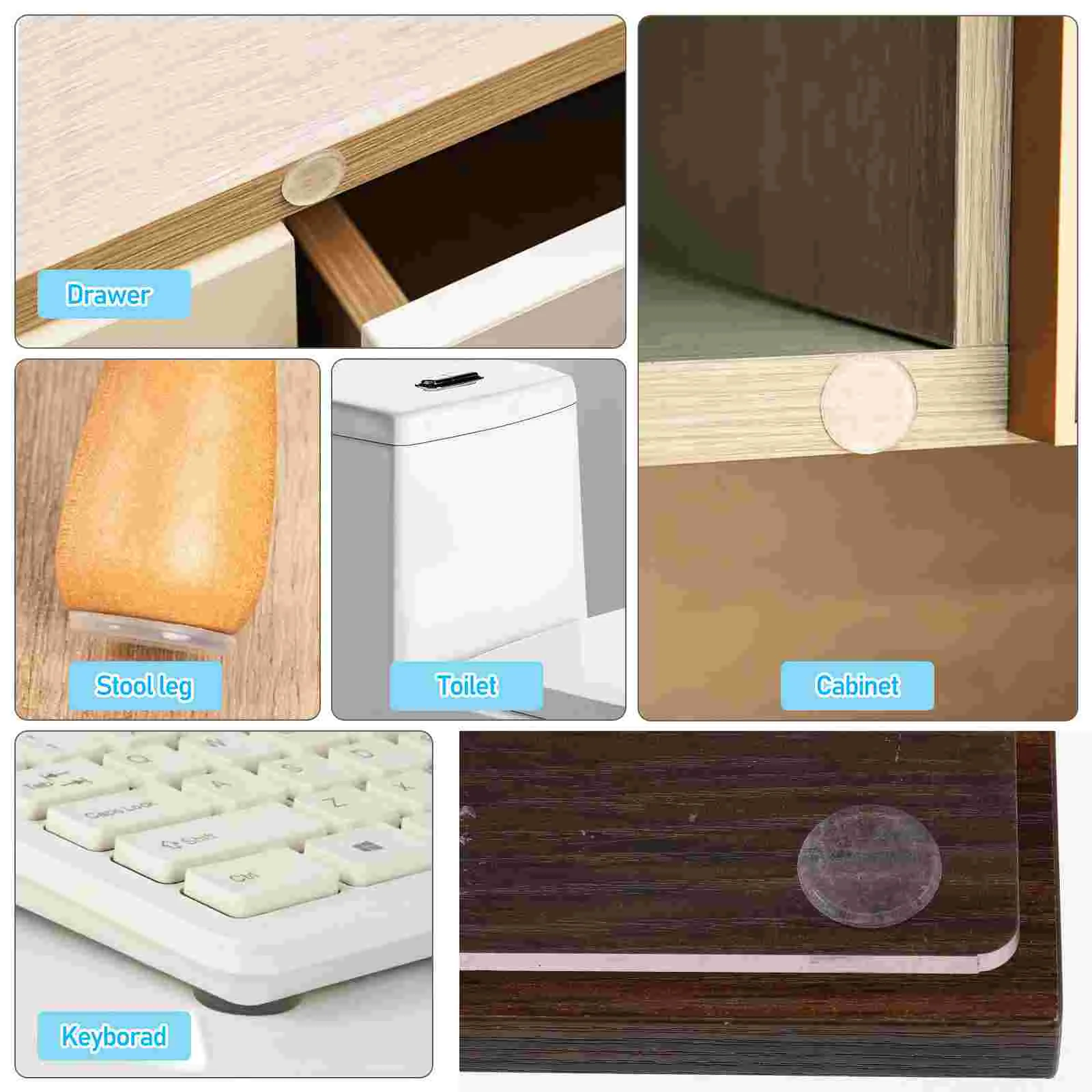 Almohadillas de mesa con junta de vidrio, protectores de gabinete de Gel de sílice antideslizantes para gabinetes de cocina