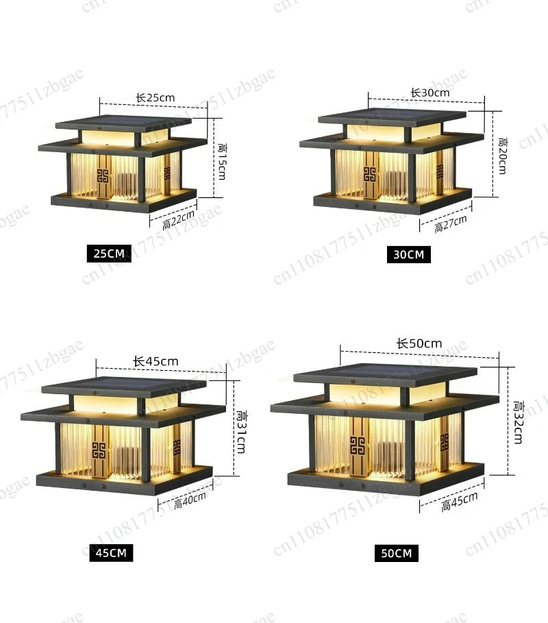 Solar Post Cap Lantern Light, 3000K IP65 Waterproof Column Lamp for Villa Gate, Courtyard Wall & Fence Post Decoration