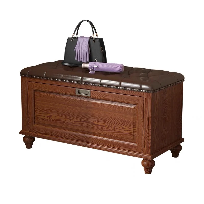 

Shoe changing stool Shoe cabinet Entry shoe rack can sit in the door Storage stool Solid wood stool Household